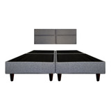 Recamara Base Cama Box Cabecera Cairo Gris Queen Size