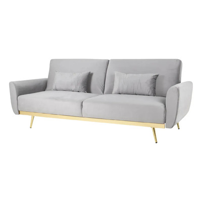 Sofá Cama Leia Sillón Plegable Sala Moderna Velvet + Cojín Color Gris Kingshouse | Envío gratis