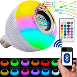 Lampada Musical Caixa Som Bluetooth Led Rgb Com Controle E27