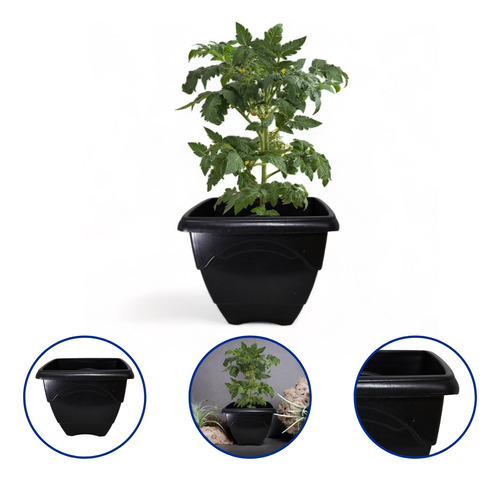 Kit 5 Vasos Para Plantas Preto 5,5l Decoração Jardim Flores