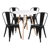 Comedor Mesa Eames Blanca + 4 Sillas Tolix Envio Gratis