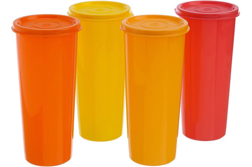 Juego De 4 Vasos Con Tapa Tupperware De 500 M