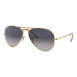 Anteojos De Sol Polarizados Ray-ban Aviator Gradient Standard Con Marco De Metal Color Polished Gold, Lente Blue/grey De Cristal Degradada, Varilla Polished Gold De Metal - Rb3025