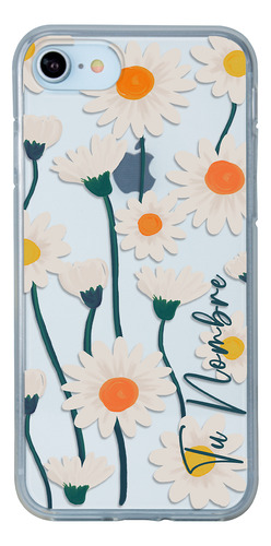 Funda Para iPhone Para Mujer Flores Margaritas Con Nombre