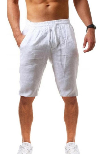 Pantalones Corto Informalesde Lino Transpirables Para Hombre