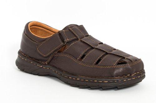 Huarache Cerrado Hombre Piel Café Cómodo Vandana 110