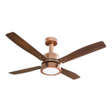 Ventilador De Teto Venti-delta Vintage Cobre Com 4 Pás Cor  Tabaco, 124 cm De Diâmetro 127 v