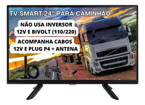 Tv Smart Digital 12v 24 Pol 12 Volts Para Caminhão + Antena