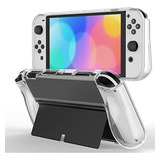 Funda Para Switch Oled 2021 Transparente Con Soporte De Mesa