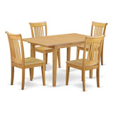 East West Furniture Nopo5-oak-w - Juego De Comedor De 5 Pie.