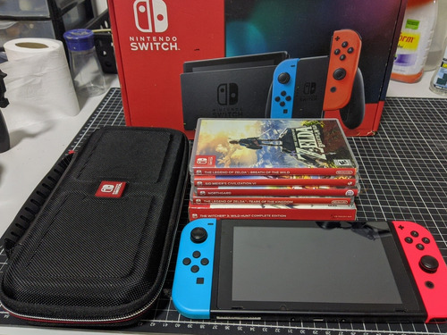 Nintendo Switch V2 Azul E Vermelho Neon (bloqueado)