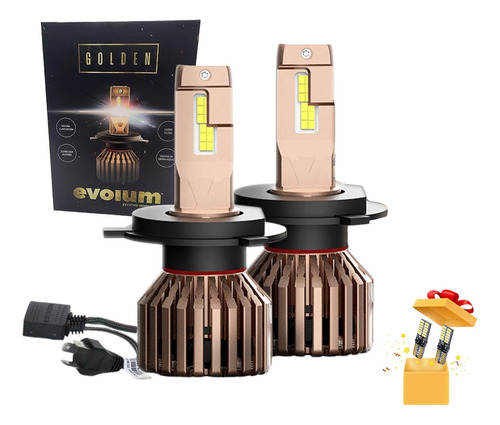 Kit Focos Leds Evolum Golden 22 Mil Lumenes H4 Alta Y Baja 