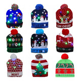 Lote 10 Gorro De Navidad Con Luz Led Regalo Navideño Mayoreo