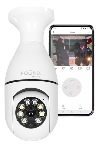 Camara Vigilancia Wifi Foco Hd 360º Interior/socket Alarma Color Blanco