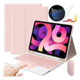 Funda Teclado Mouse Lapiz Para iPad Pro11/ Air5/4 10.9 Rosa