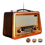 Rádio Estilo Retrô Vintage Am Fm Bluetooth Recarregável 2066 Voltagem 110v/220v