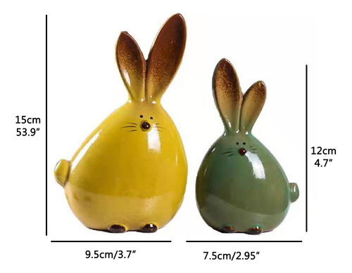 Figuras De Conejo De Cerámica, Adorno De Conejo De Pascua Co