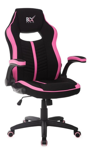 Cadeira Gamer Anima Rosa/preto Estofada Regulagem De Altura