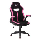 Cadeira Gamer Anima Rosa/preto Estofada Regulagem De Altura