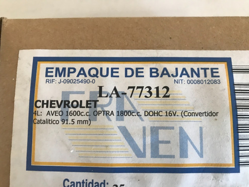 Empacadura De Bajante Chevrolet Aveo Optra 1.6 1.8 Dohc 16v Foto 2