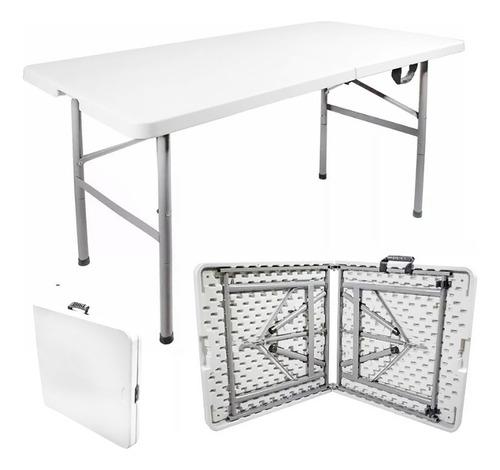 Mesa Plegable Portátil De Portafolio Plastico 120 Cm Blanco