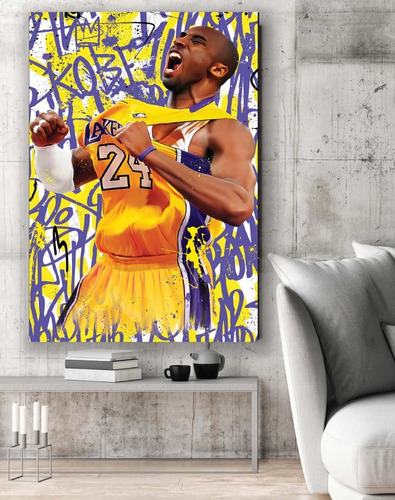 Quadro Tela Canvas Kobe Bryant Graffiti Art Canvas Lakers