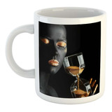 Taza Ceramica Mujer Oro Con Reloj De Arena Ojos Labios