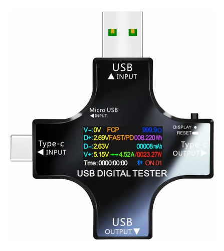 Tester Usb 3.0 Voltimetro Amperimetro Bluetooth Usb Tipo C