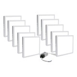 Kit 10x Plafon Painel Led 24w Branco Frio Quadrado Sobrepor