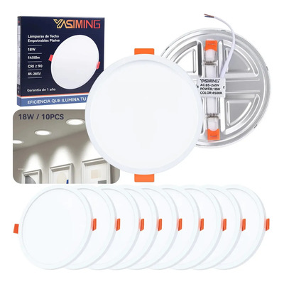 YASIMING 10pz Lamparas De Empotrar 18w Plafon Ajustablee Led Techo, 175mm Diametro Estructura Blanco, ideales para la iluminación del hogar, ideal para la iluminación de cocinas, baños y habitaciones | Envío gratis