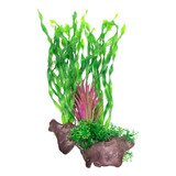 Planta Artificial Aquário Vallisneria 30cm Base Tronco