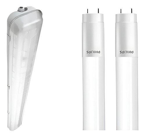 Kit 5 Luminária Hermética Com 10 Lâmpadas 18w 6500k Philips