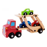 Camión De Madera Juguete Para Niños Transportador De Carros 
