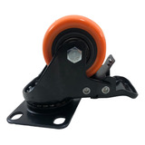 Rodachina Con Freno Giratoria 360° Pvc Naranja 2 1/2 63mm