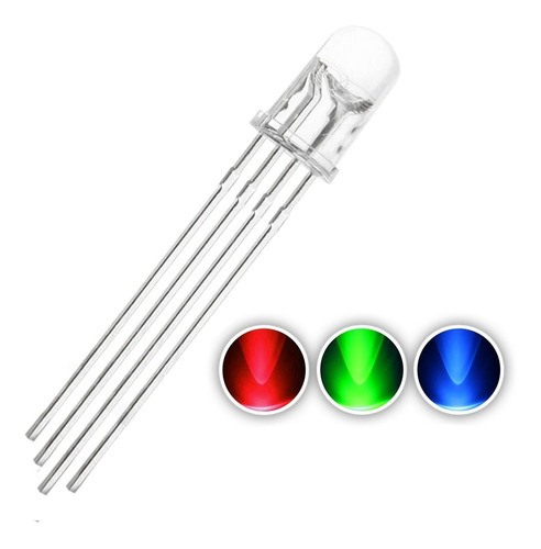 50 Unidades Led 5mm Rgb 4 Patas Alto Brillo 5mm Catodo Comun