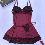 Camisola Sexy Rendada + Calcinha Renda Fio Dental Lingerie