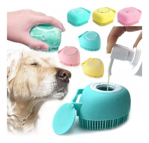 Cepillo Silicona Con Dispensador De Jabón Baño Mascota