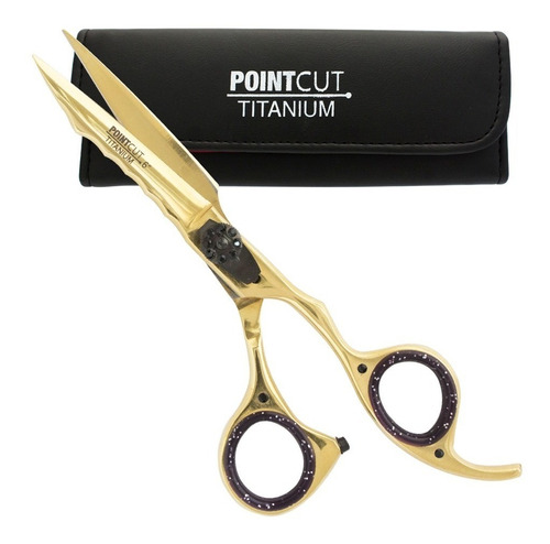 Tijera Peluqueria Microdentada Corte Pointcut Titanio Gold 6