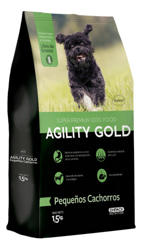 Alimento Para Perro Agility Gold Pequeños Cachorros 1.5 Kg