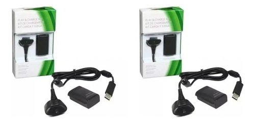 Pack 2 Kit Carga Y Juega Xbox 360, 4800 Mah Cable Y Batería