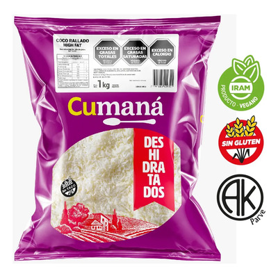 Coco Rallado Cumana High Fat X 1 Kg - Sin Gluten | MercadoLibre