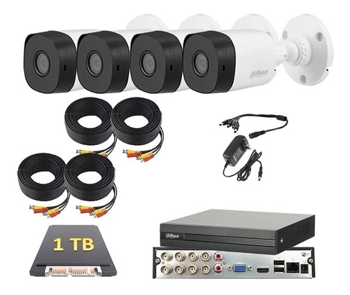 Kit Circuito Cerrado 4 Cámaras Metalica 2mp Dahua Dvr 8 1 Tb