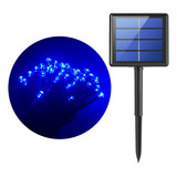 Pisca Led Solar 100 Leds 9 Metros Fio Verde Natal 8 Funções Cor Das Luzes Azul