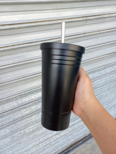 Termo Aluminio Vaso Con Popote Calor Frio Termico Colores