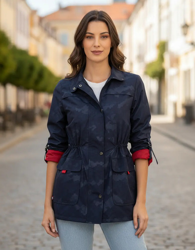 Gabardina Camuflajeada Shyla De Ajuste En Cintura Para Mujer