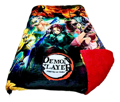 Cobertor Matrimonial Con Borrega Demon Slayer