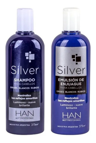  Shampoo + Crema De Enjuague Han Silver Matizador 350ml