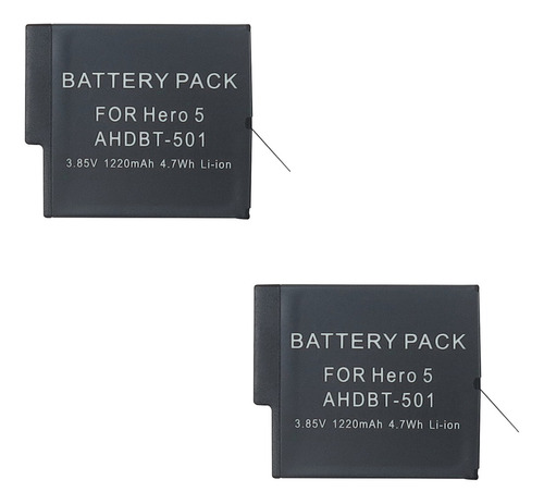 Kit 2 Baterias Para Gopro Hero7 Hero6 Hero5 Black 1220mah