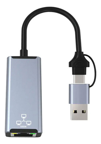 Adaptador Ethernet 1000mbps Gigabit Dual Usb A + Usb Tipo C 