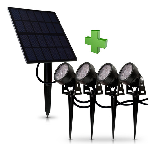 Lamparas X 4 Estacas Led + Panel Solar Candela Fria Exterior Color Negro